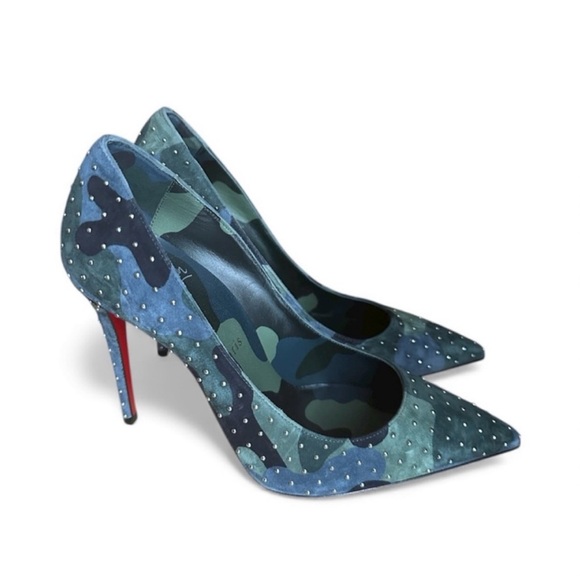 Christian Louboutin Kate 100mm Plume stud camo heels RETAIL 995 - Picture 5 of 9